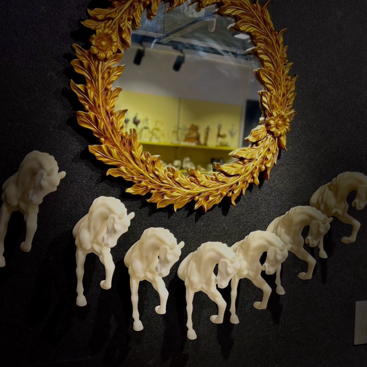 Seven Horses Chariot with Ancient Roman Mirror